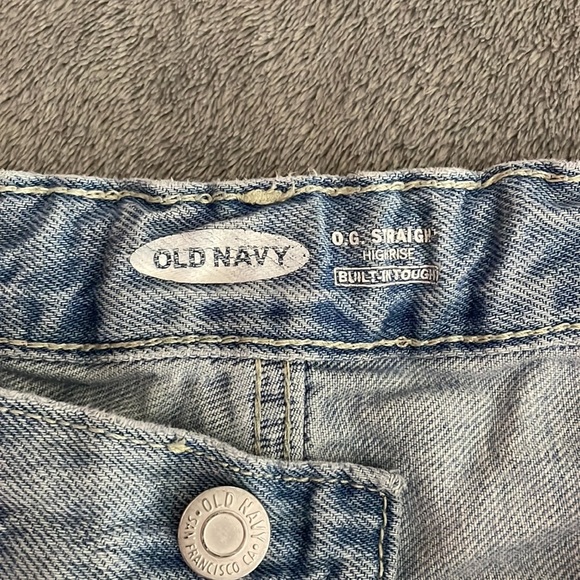 Old Navy distressed Jeans - O.G. Straight Highrise - size 14 plus - button fly - Picture 9 of 14